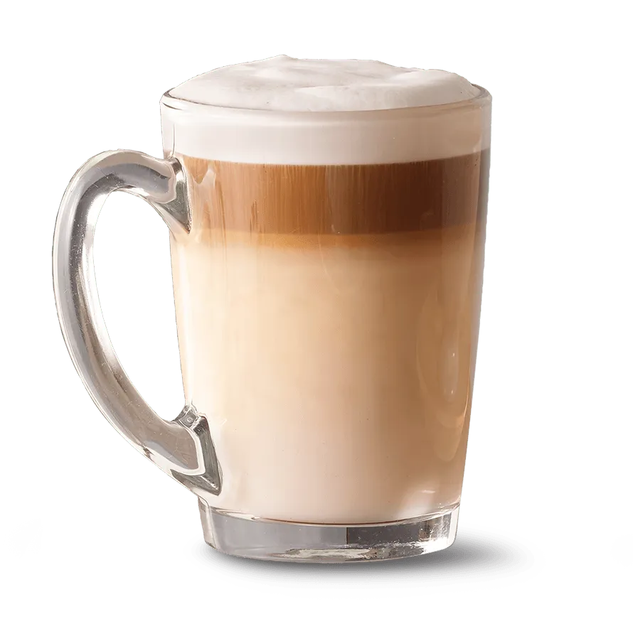 Caffe Latte in a clear cup Caffe Latte in a clear cup